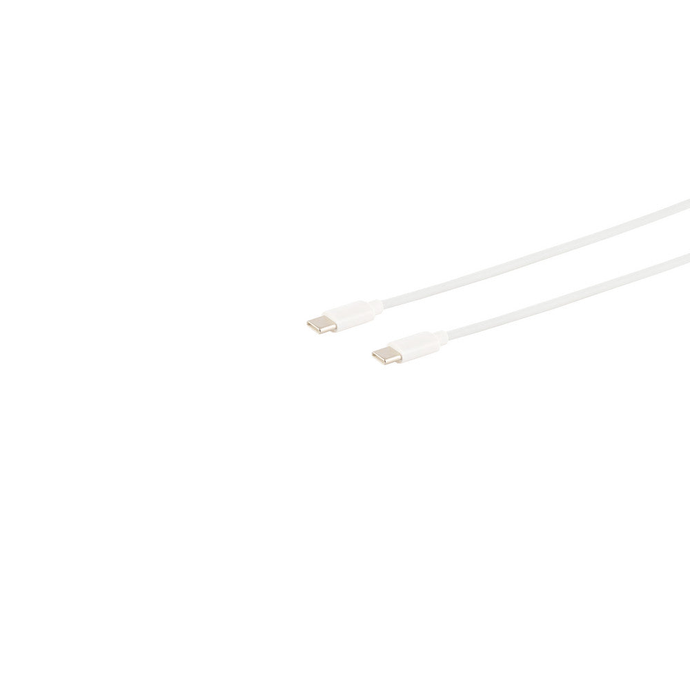 2 stk hvide USB-C til USB-C kabler, 2 meter, vises parallelt, egnet til opladning og dataoverførsel.