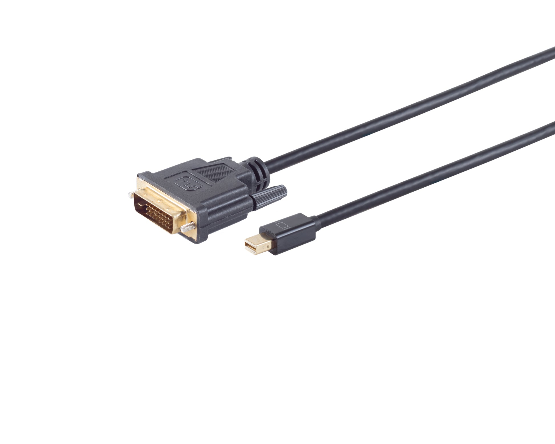 Mini DisplayPort til DVI-kabel 1,0 m sort med DVI-stik og Mini DisplayPort-stik i hver ende.