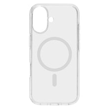 Klart etui til iPhone 17 med cirkulært MagSafe-symbol på bagsiden, passer til dobbeltkamera og flash.