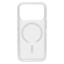 Klart mobilcover til iPhone 17 Pro med MagSafe-understøttelse, gennemsigtigt design og cirkulært MagSafe-symbol på bagsiden.