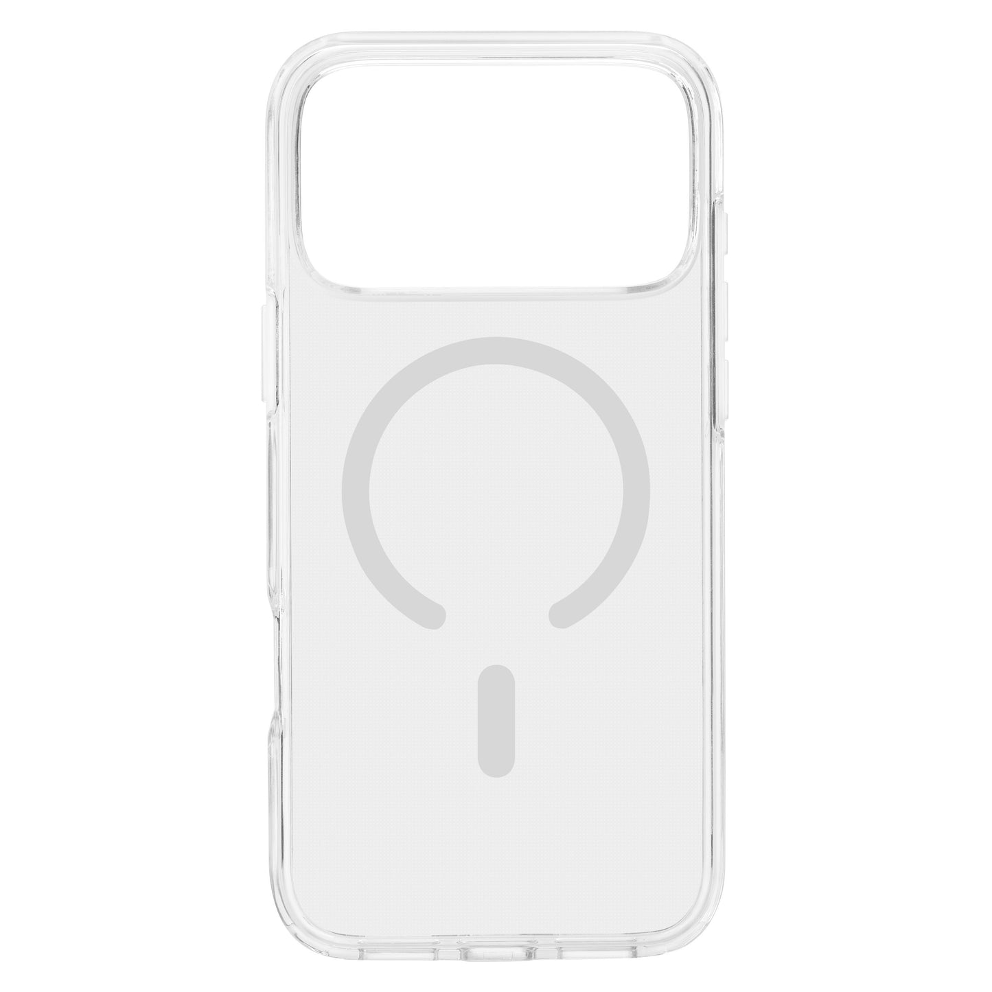 Linocell Clear mobilcover til iPhone 17 Pro Max med MagSafe, stort kameraudstyr og synlig magnetisk opladning bagpå.