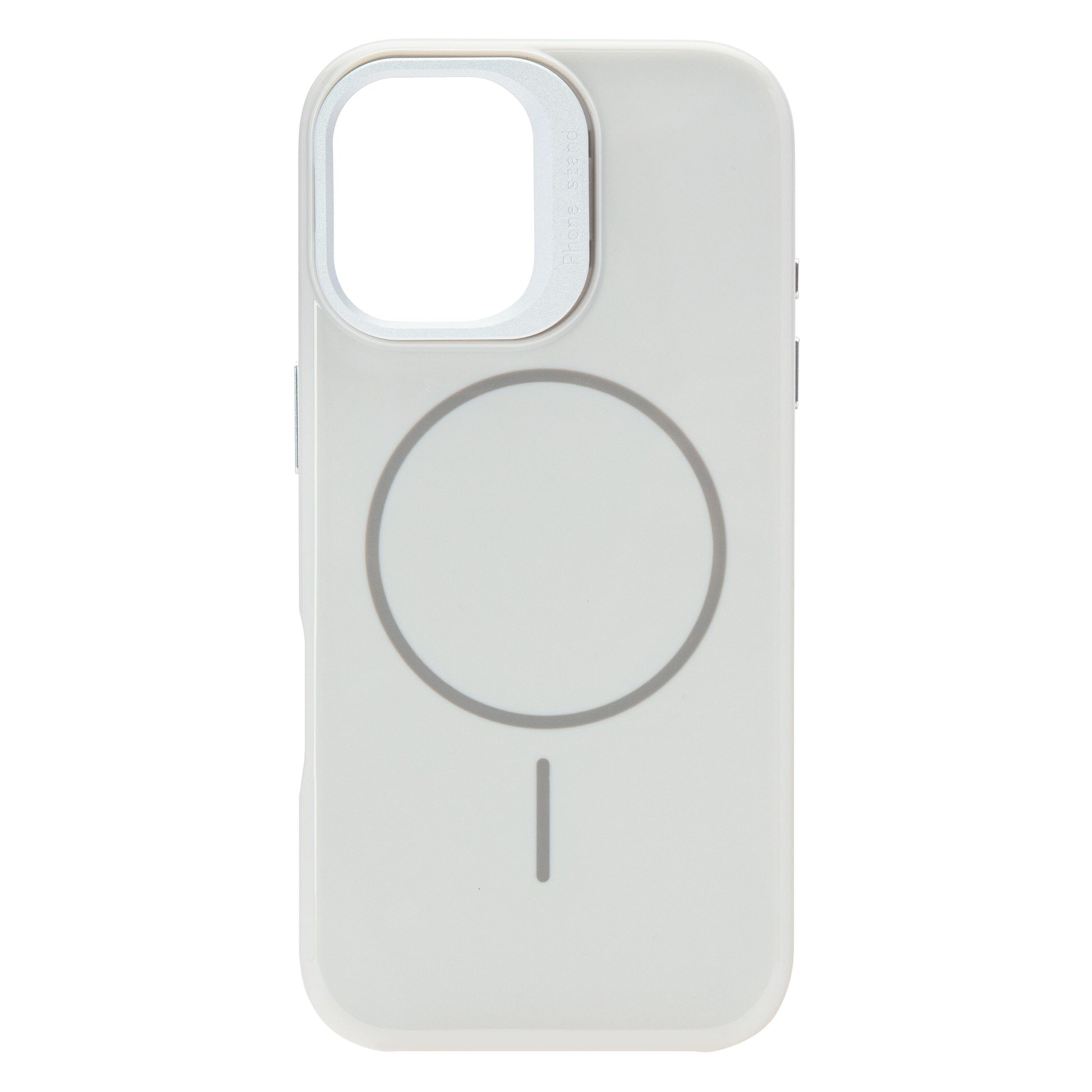 Linocell Flip Stand mobilcover iPhone 17 hvid, kamerahul øverst til venstre, kompatibel med MagSafe-tilbehør.