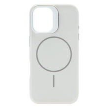 Linocell Flip Stand mobilcover iPhone 17 hvid, kamerahul øverst til venstre, kompatibel med MagSafe-tilbehør.