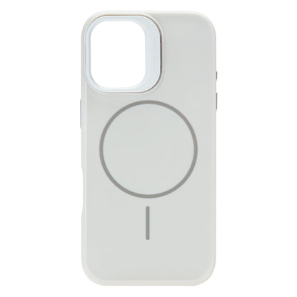 Linocell Flip Stand mobilcover iPhone 17 hvid, kamerahul øverst til venstre, kompatibel med MagSafe-tilbehør.
