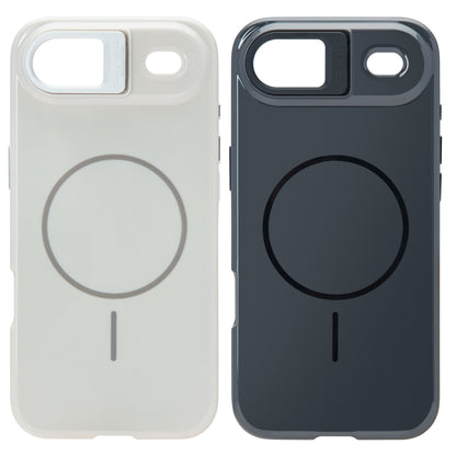 Linocell Flip Stand mobilcover til iPhone Air, hvid med cirkulært design, lodret linje og præcise kamerahuller, MagSafe-kompatibel.