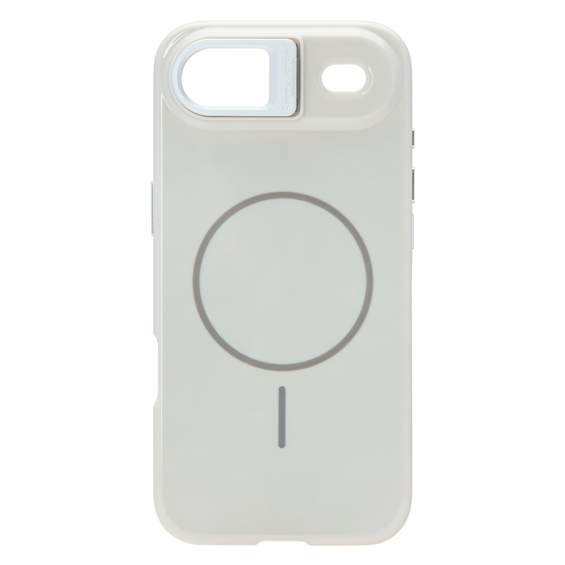 Linocell Flip Stand mobilcover til iPhone Air, hvid, MagSafe-kompatibel, skydebart kameradæksel og opladningssymbol.