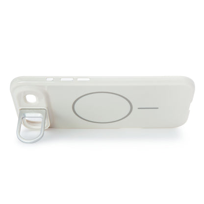 Flip Stand Case mobilcover til iPhone Air hvid, indbygget metalringstativ nederst, MagSafe-kompatibel, ligger på siden.