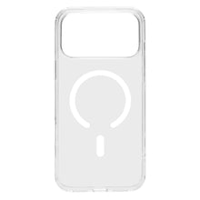 Klar glas mobilcover til iPhone 17 Pro Max med MagSafe-cirkel, afrundede hjørner og stort kameraudsnit.
