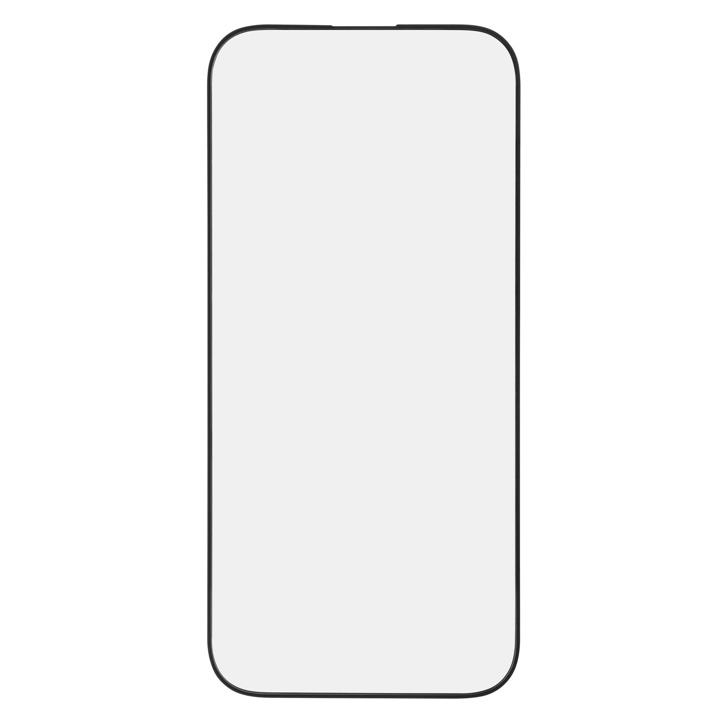 Sort kontur af smartphone med buede kanter og lysgrå skærm, Linocell Elite Extreme Curved Skærmbeskyttelse iPhone 17 Pro.