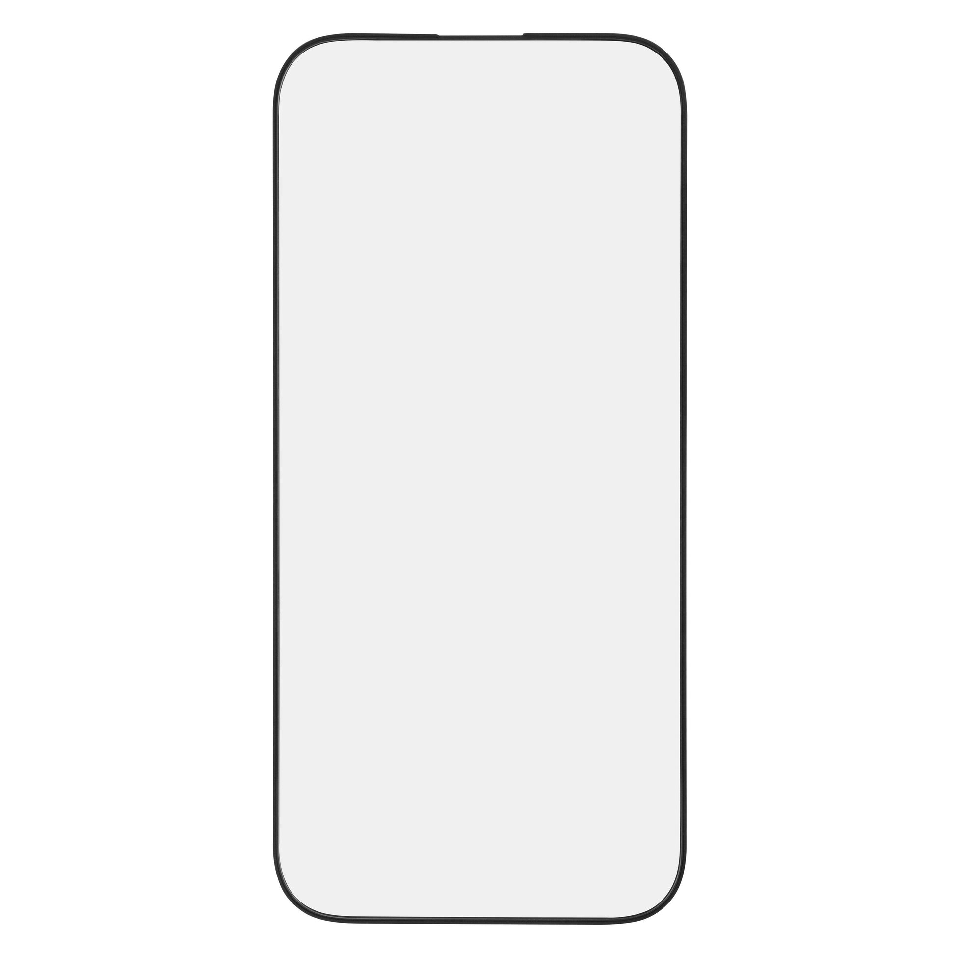 IPhone Air med blank lysegrå skærm, afrundede hjørner og sort kant med Elite Extreme Curved skærmbeskyttelse.