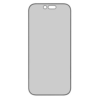 IPhone 17 Pro Max skærmbeskyttelse med privacyfilter, grå skærm, afrundede hjørner.