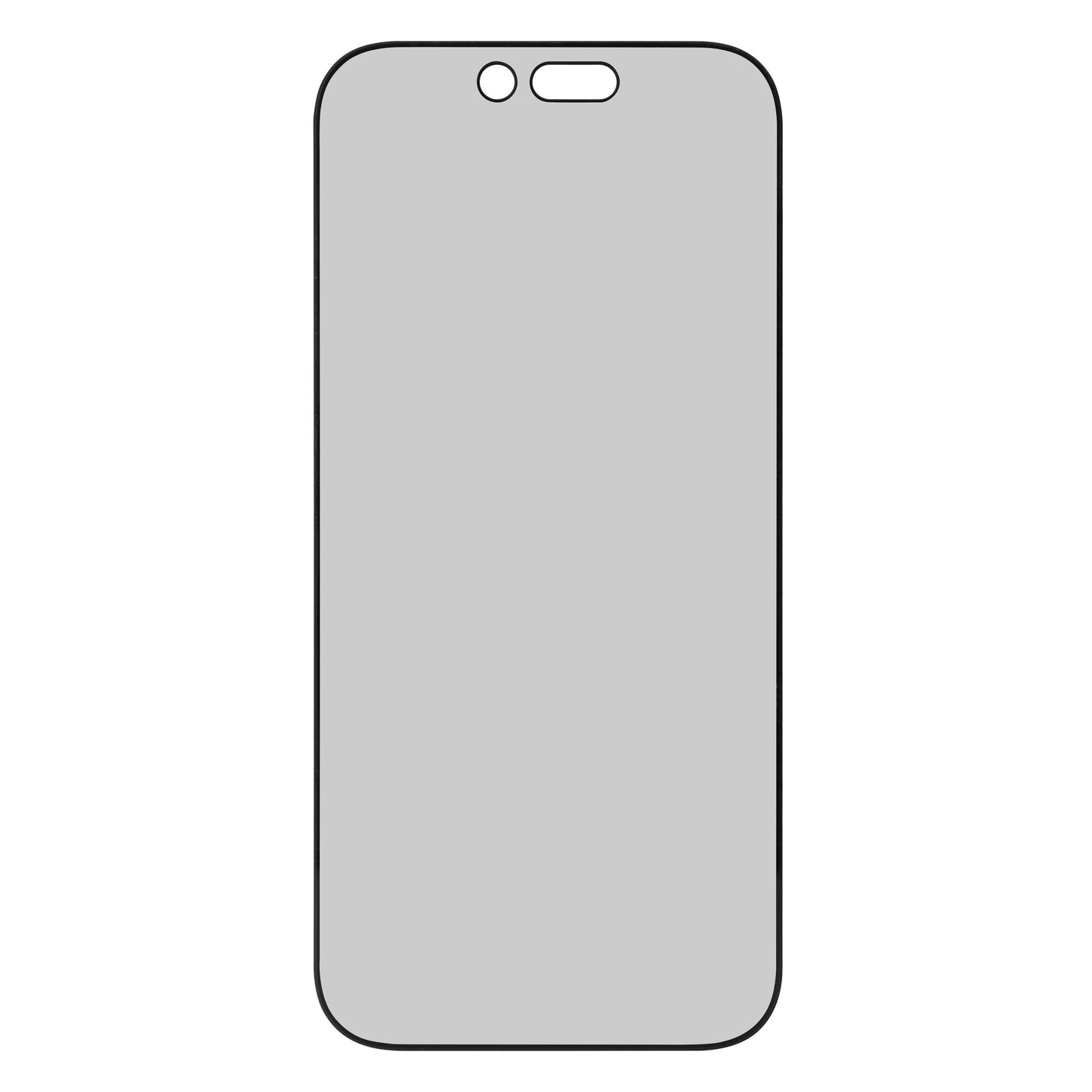 Linocell Elite Extreme Privacy Skærmbeskyttelse til iPhone 17 Pro vist på smartphone med grå skærm, kamera og højtaler.