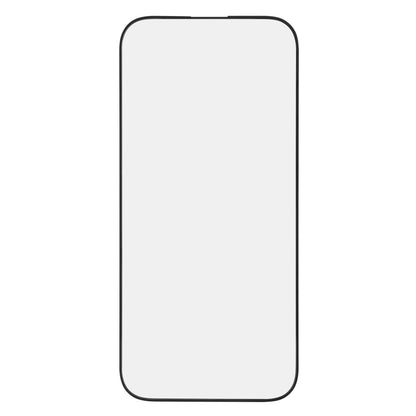 Smartphone med rektangulær form, afrundede hjørner, tynd sort kant, tom lysegrå skærm til iPhone 16/17 Pro Max skærmbeskyttelse.