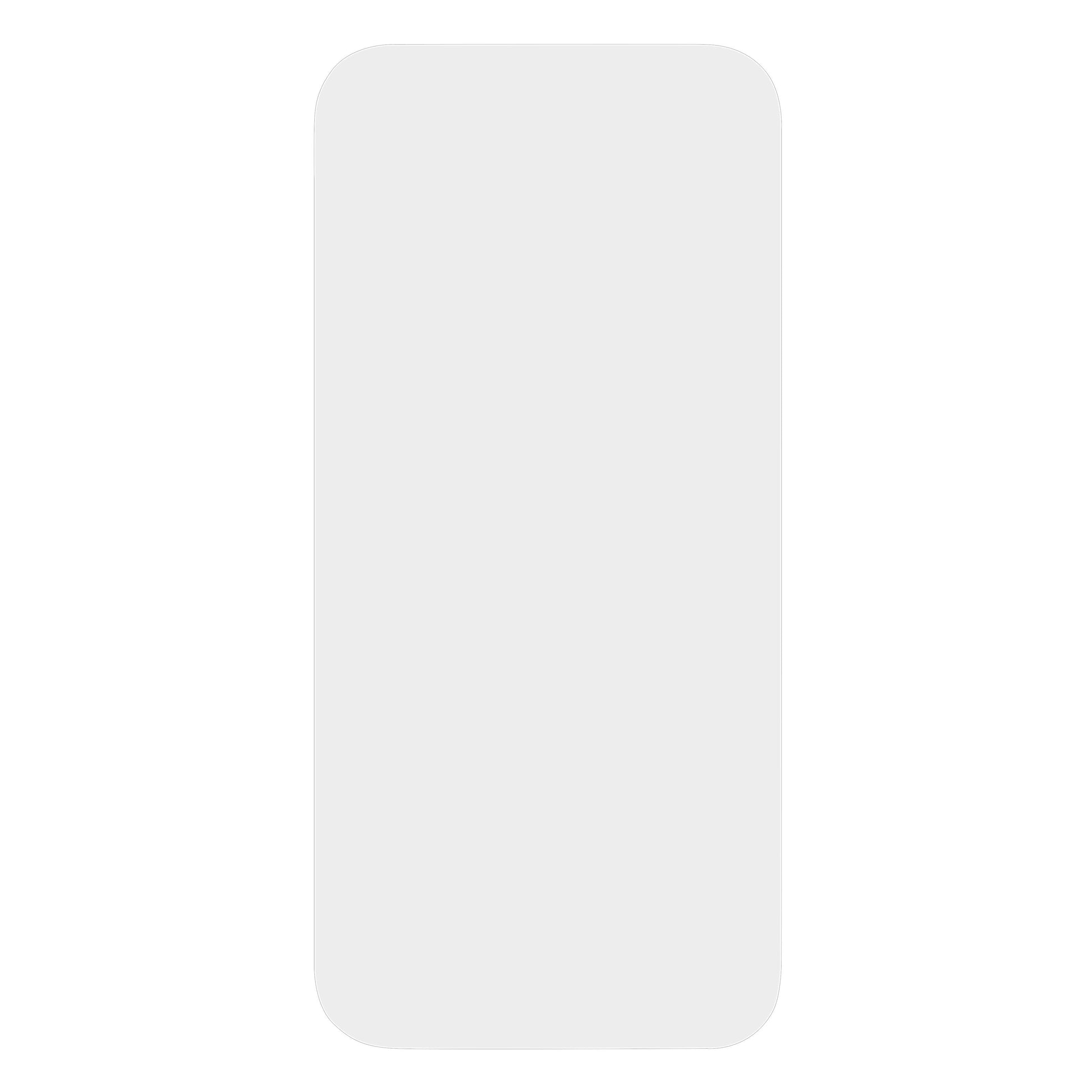 IPhone 17 Pro skærmbeskyttelse, lys grå, afrundede hjørner, ingen tekst eller markeringer, centreret.