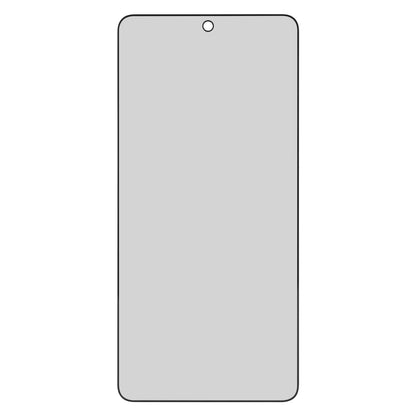 Samsung Galaxy S26 outline med afrundede hjørner, topcenter frontkamera og tom grå skærm til Privatlivsskærmbeskytter.