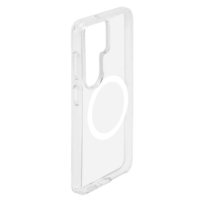 Gennemsigtigt cover til Samsung Galaxy S26 med stort cirkulært motiv og præcise udskæringer til kamera og knapper.