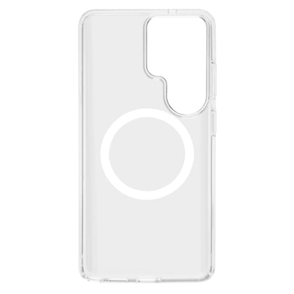Gennemsigtigt cover til Samsung Galaxy S26 Ultra med stort cirkulært design og præcis kameraudskæring.