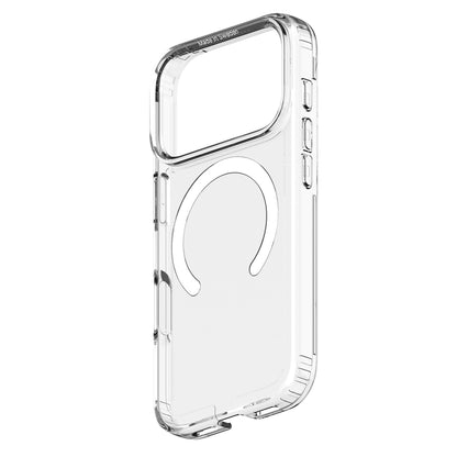 IPhone 17 Pro gennemsigtigt mobilcover, MagSafe kompatibelt, "Made in Sweden"-tekst på indersiden.
