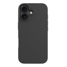 Plantebaseret mobilcover til iPhone 17 sort, mat finish, glat tekstur, afrundede kanter, udskæring til dobbelt kamera.