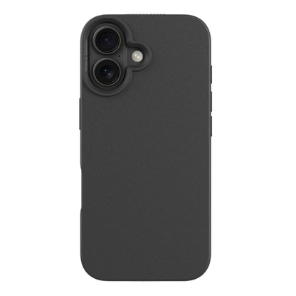 Plantebaseret mobilcover til iPhone 17 sort, mat finish, glat tekstur, afrundede kanter, udskæring til dobbelt kamera.