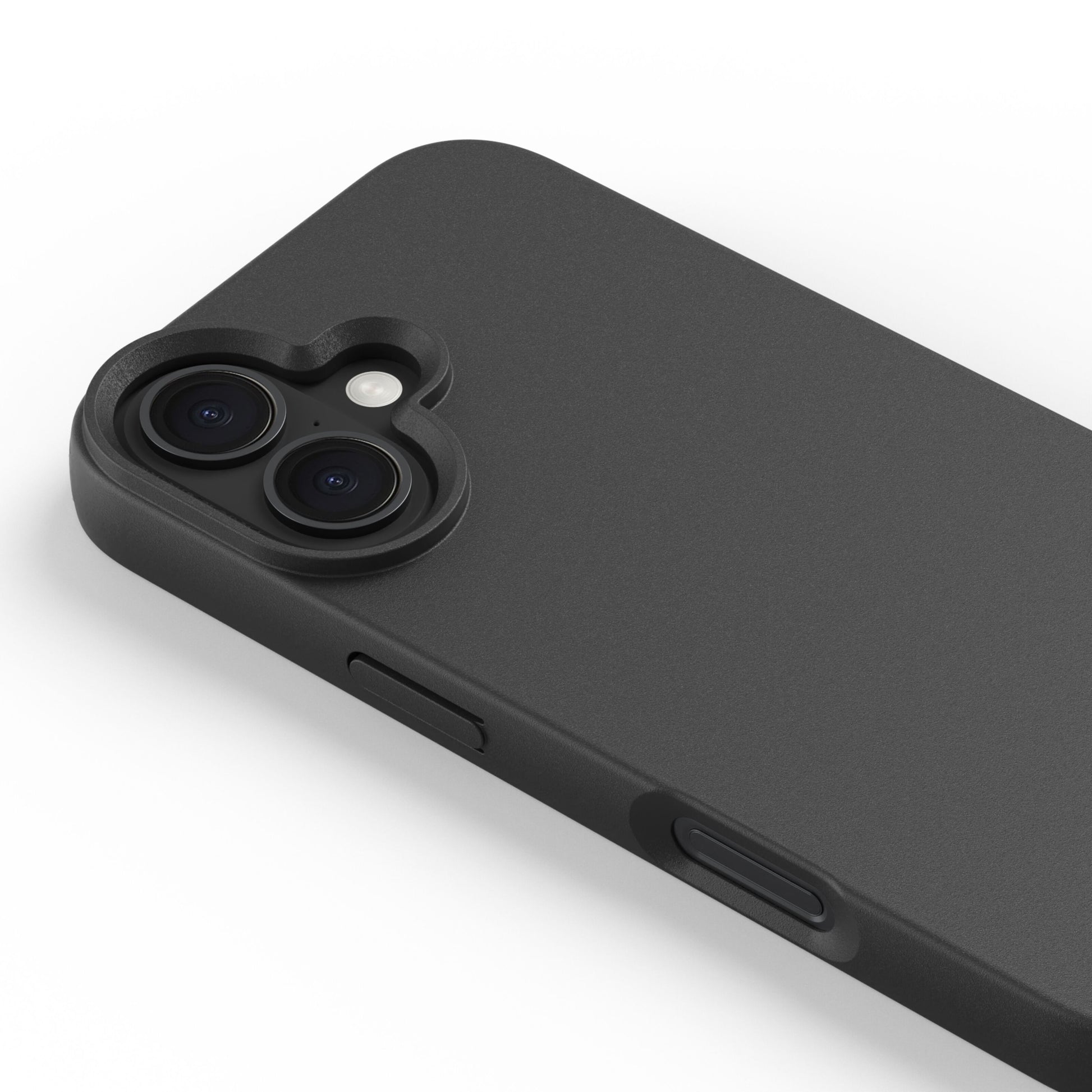 Agood company plantebaseret mobilcover til iPhone 17 sort, mat sort cover med udsnit til to bagkameraer og flash.