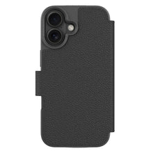 Mobilpung iPhone 17 sort tekstureret biobaseret cover, dobbelt kamera og flash-udskæring, magnetisk flap, trådløs opladning.