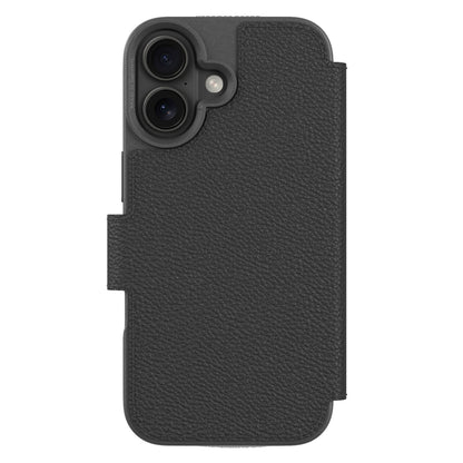 Mobilpung iPhone 17 sort tekstureret biobaseret cover, dobbelt kamera og flash-udskæring, magnetisk flap, trådløs opladning.