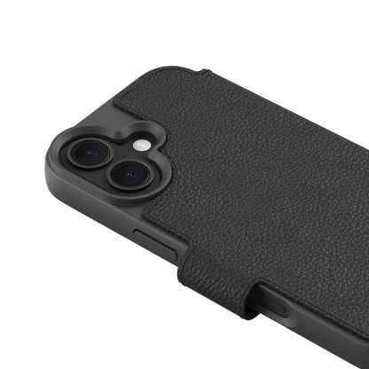 A Good Company Mobilpung iPhone 17 Sort med sort tekstureret biobaseret cover, dobbelte bagkameraer og sideknapper.