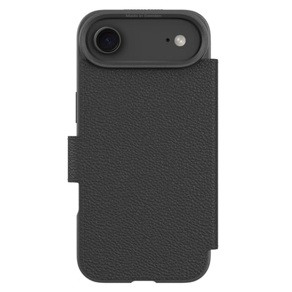 Mobilpung iPhone Air Sort, sort tekstureret cover med flap, åbning til kamera og flash øverst til venstre.
