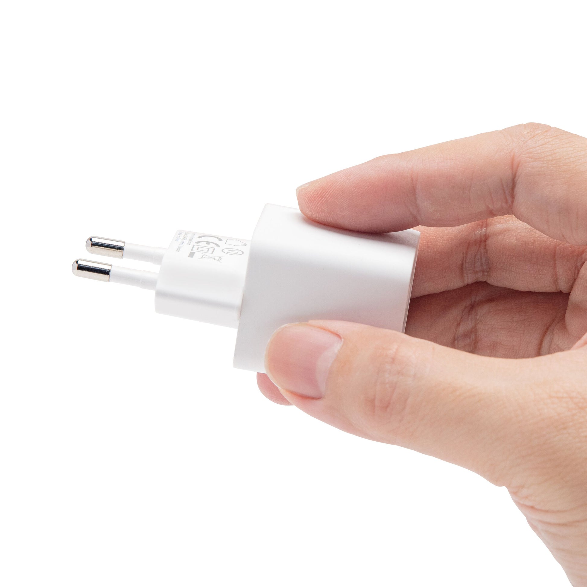 Linocell GaN hurtigoplader 35W PD hvid, til USB-C port, EU stik med runde ben.
