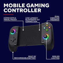 Trust GXT 735 Mylox sort trådløs mobil controller med farvede knapper, RGB LED, transportformål, Bluetooth 5.0, dobbelt vibration.