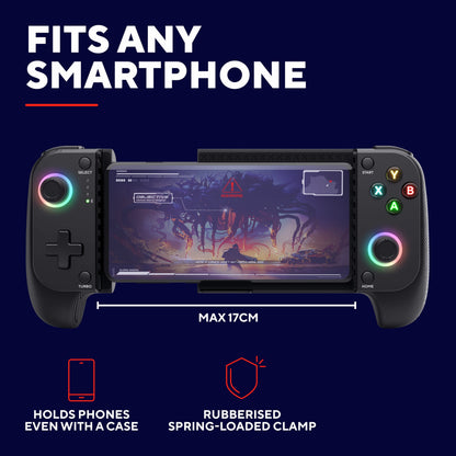 Trust GXT 735 Mylox trådløs mobil håndkontrol til smartphones op til 17 cm med cover, gummibelagt fjederklemme.