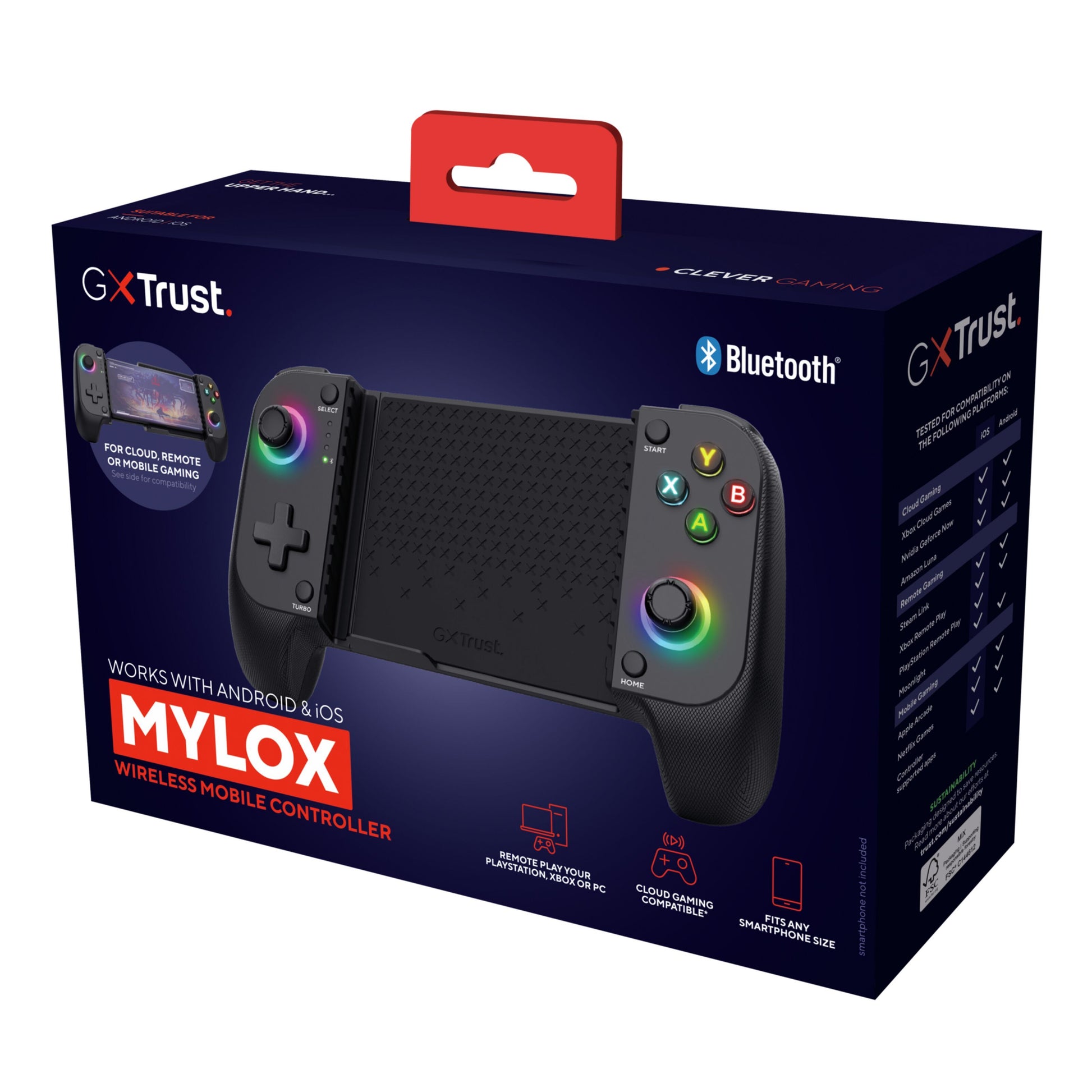 Trust GXT 735 Mylox trådløs mobil controller æske med Bluetooth, Android/iOS support, mobil og cloud gaming.