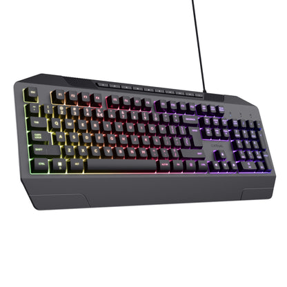 Trust GXT 836 Evocx RGB gamingtastatur sort med flerfarvede oplyste taster, anti-ghosting og numerisk tastatur.