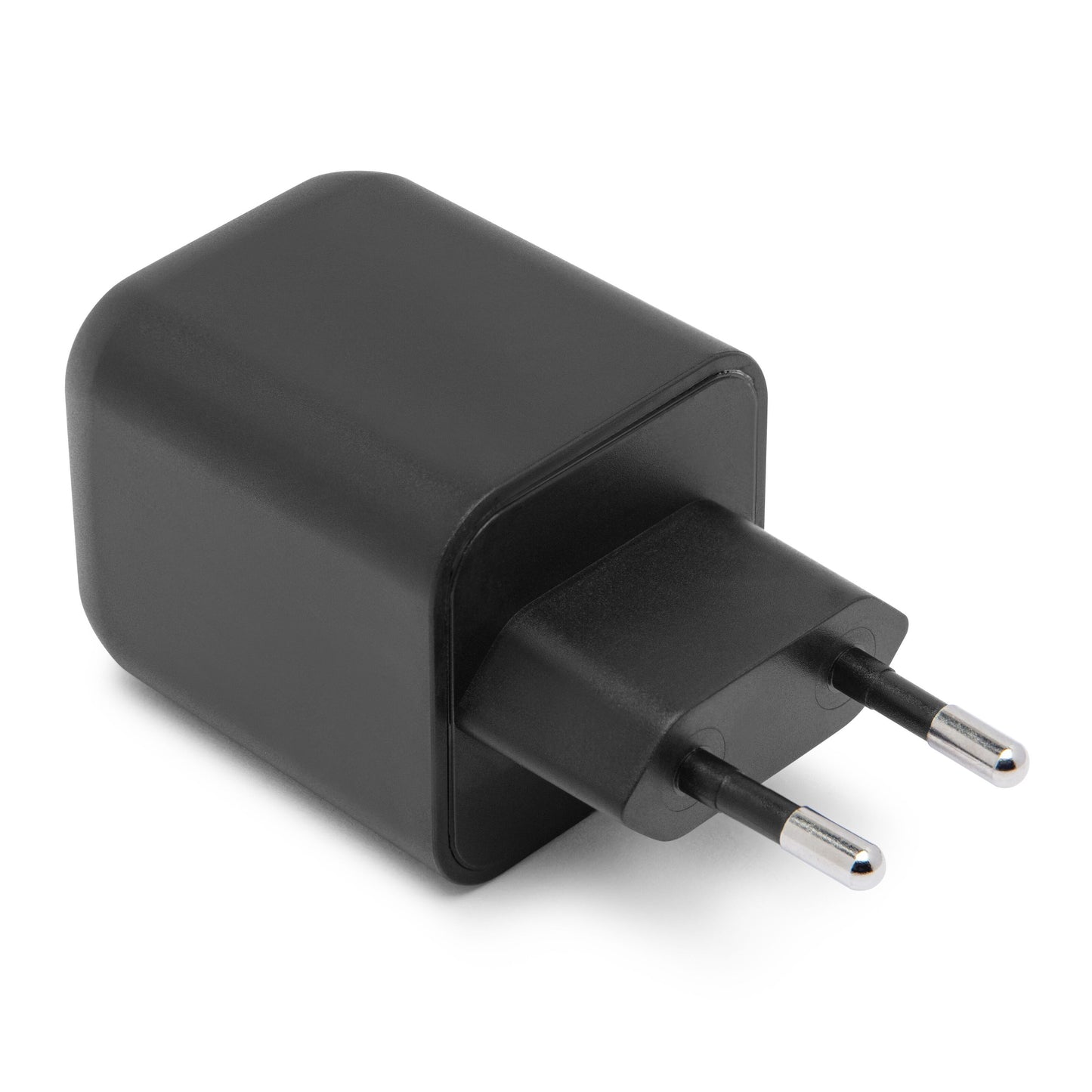 Premium GaN multilader 65W PD, sort, USB-C oplader med to runde EU-benet til hurtig opladning.