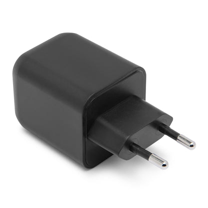 Premium GaN multilader 65W PD, sort, USB-C oplader med to runde EU-benet til hurtig opladning.