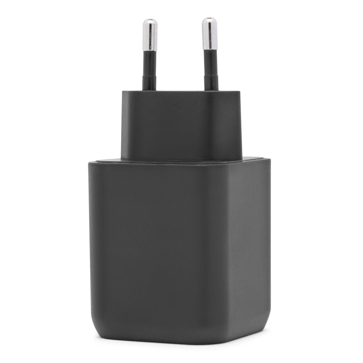 Linocell Premium GaN multilader 65W PD sort USB-C oplader med to metalben til stikkontakt.