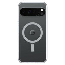 Otterbox Symmetry Clear cover til Pixel 10 Pro XL, gennemsigtig med synlig kamera-bar og MagSafe-lignende G-logo symbol.