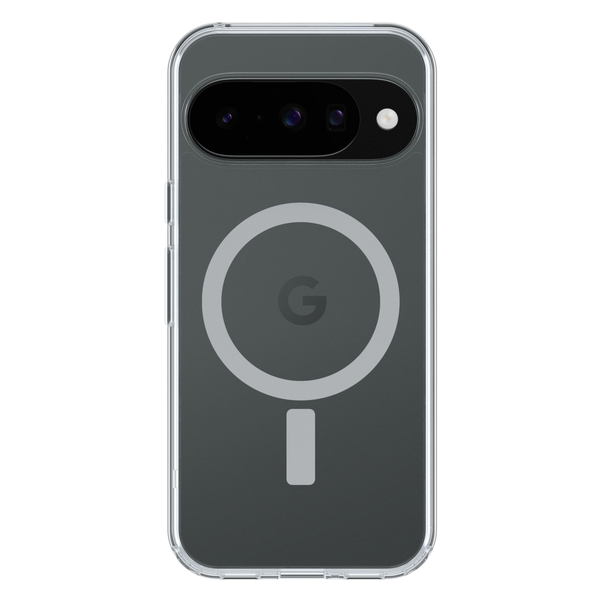 Otterbox Symmetry Clear cover til Pixel 10/Pixel 10 Pro, transparent, passer mørkegrå mobil m. horisontal kamerabjælke, 3 linser, flash.