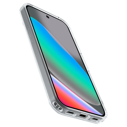 Pixel 10 i gennemsigtigt Otterbox Symmetry Clear cover, militærklassificeret holdbarhed og præcise udskæringer.