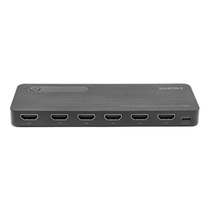Luxorparts automatisk HDMI-switch 8K 5-vejs, porte IN1-IN5, én udgang, understøtter 8K opløsning, mørkegrå.
