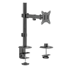 LogiLink sort bordbeslag til 17-32" skærm, VESA-plade, kabelhåndtering, C-clamp og grommet base.