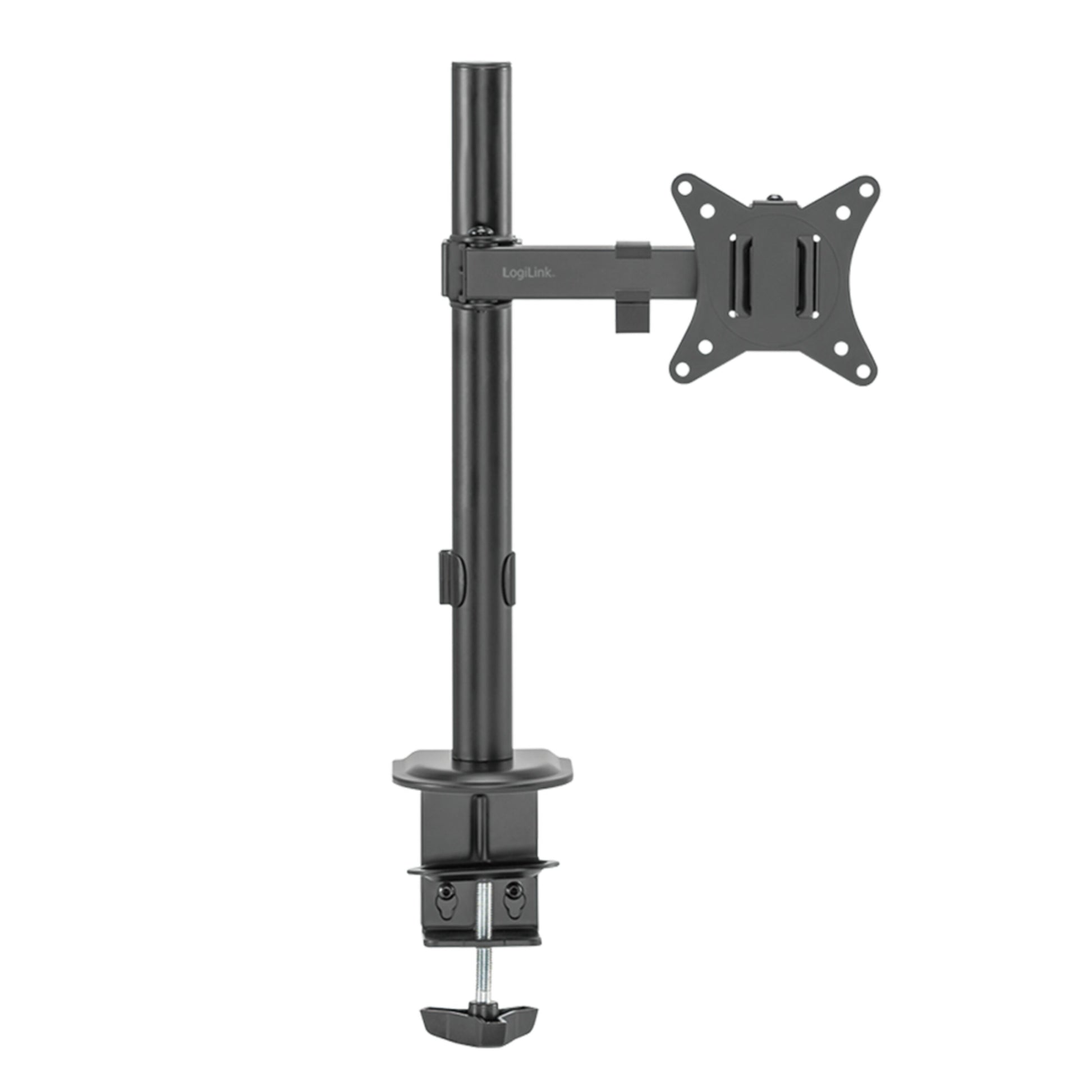 LogiLink sort skærmholder til 17-32" skærm, VESA-kompatibel, kabelhåndtering, synligt LogiLink-logo på armen.