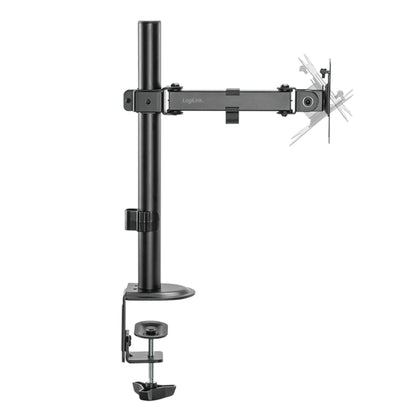 LogiLink bordbeslag til 17-32" computerskærm, sort, justerbar arm, højde/vippe/rotation, integreret kabelhåndtering.