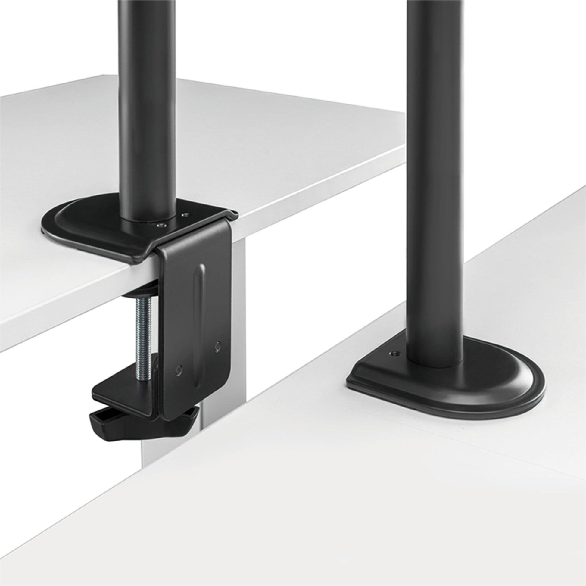 LogiLink bordbeslag sort til computerskærm 17-32", C-clamp med bolt og flad base, til beslag med lodrette rør.