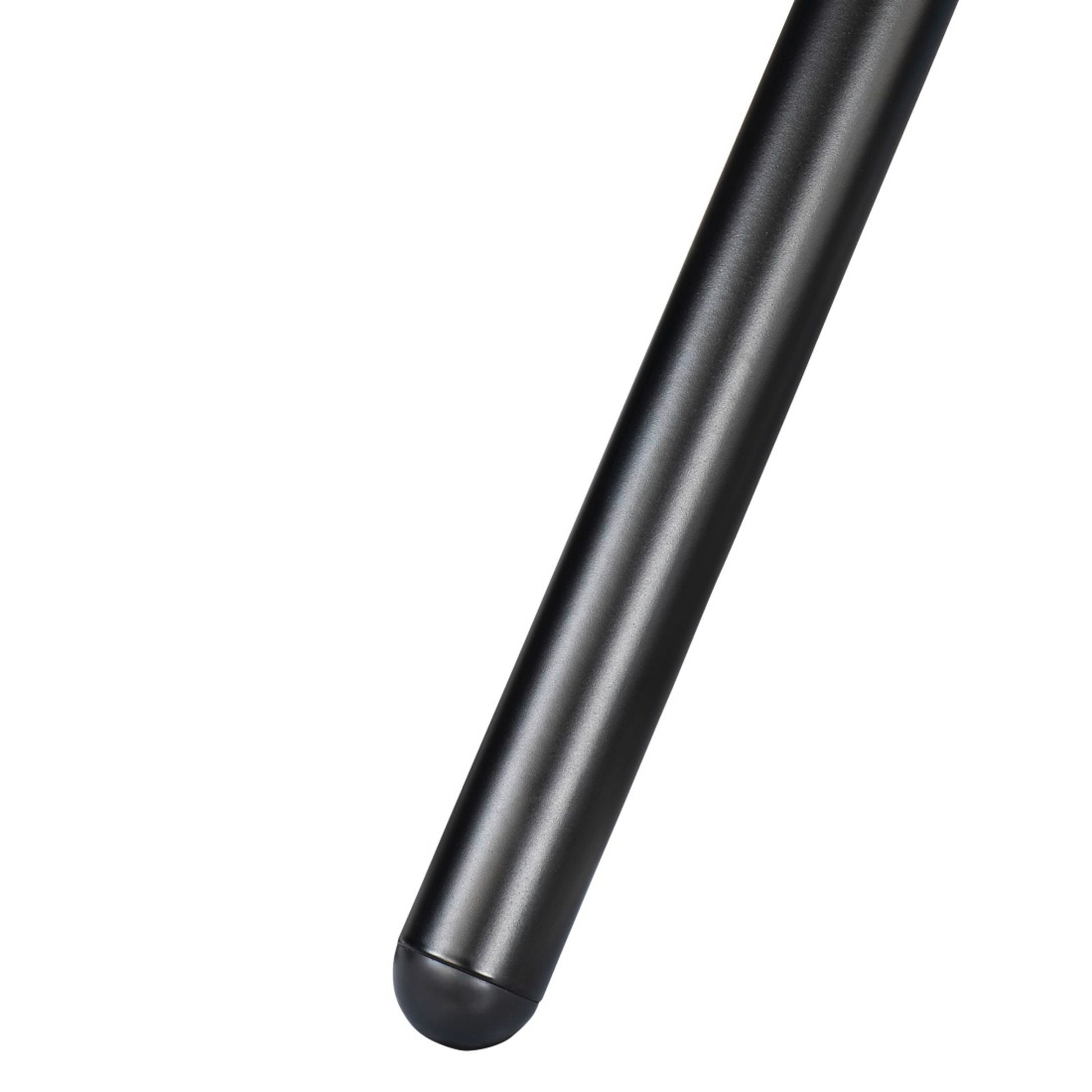 Sort cylindrisk metalstang med rund endekappe fra gulvstativ til tv 37-75", VESA 600x400, til kabelhåndtering.