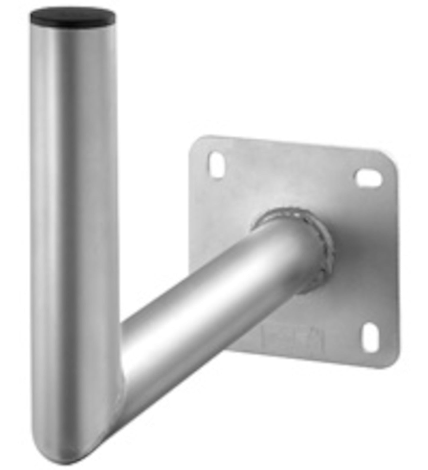 Goobay vægbeslag aluminium 35 cm L-formet rør, firkantet monteringsplade med 4 ovale skruehuller.