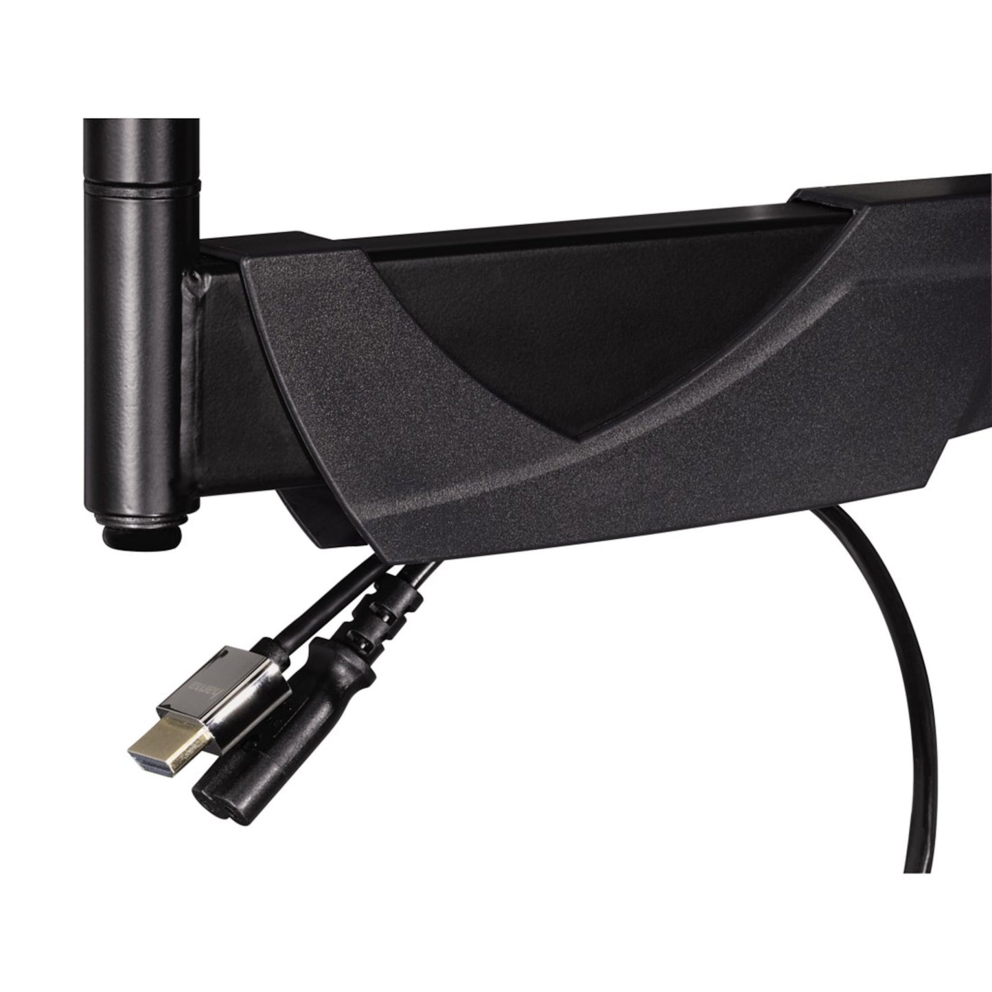 USB-kabel og rund strømstik tilsluttet sort enhed kompatibel med Fullmotion Slim 3-ledet Vægbeslag til TV 32-65.