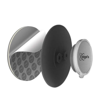 Vogel's Tablet Wall Vægbeslag til 7-13" tablet, 2-pak, løsdele: klæbepude, sort plastskive, metalcap med logo.
