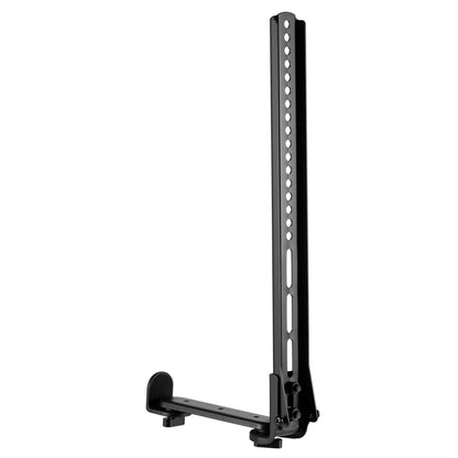 Luxorparts sort justerbart soundbar-beslag med solid base, højt stativ, flere højdeindstillinger, VESA-kompatibelt.